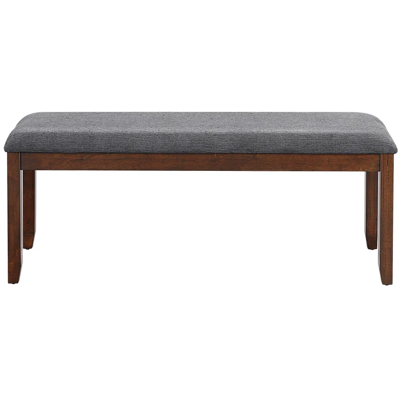 Upholstered Entryway Bench Footstool With Wood Legs, Dark Gray