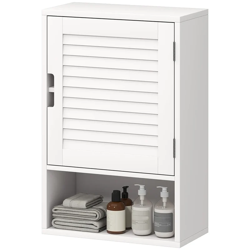 Wall Mounted Bathroom Cabinet, Adjustable Shelves, 40 x 20 x 60 cm, White