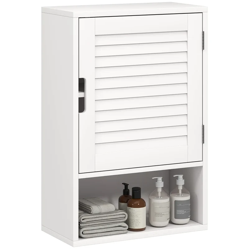 Wall Mounted Bathroom Cabinet, Adjustable Shelves, 40 x 20 x 60 cm, White
