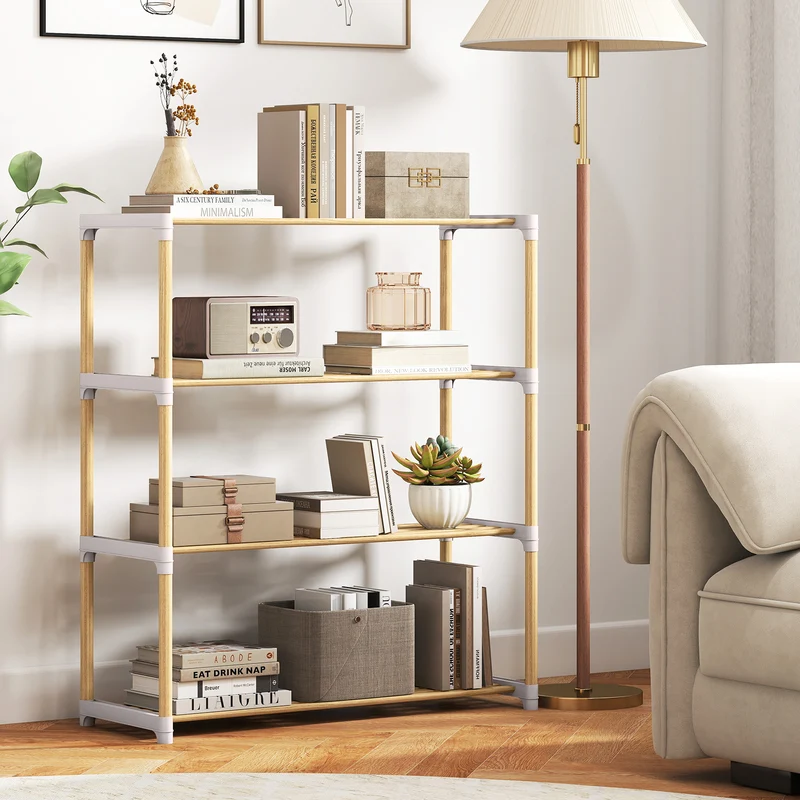 3/4-Tier Solid Wood Shoe Rack with Slatted Open Shelves-4-Tier, Natural