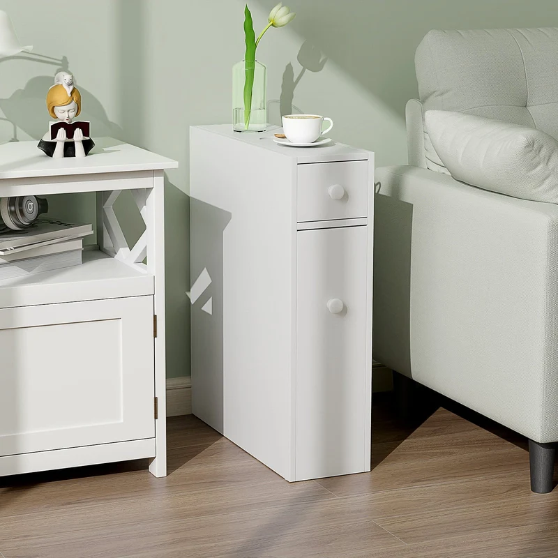 White Bathroom Cabinet Space Saver Storage Organizer, White