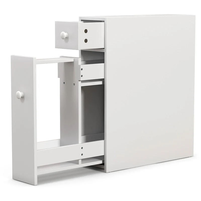 White Bathroom Cabinet Space Saver Storage Organizer, White
