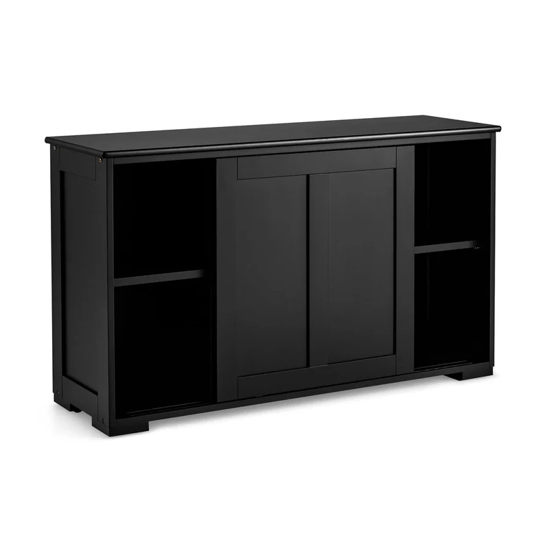 Kitchen Storage Cabinet, Sliding Door, Black