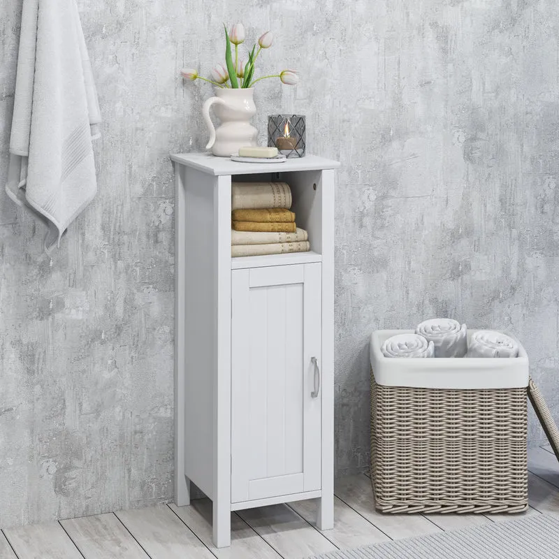 Freestanding Bathroom Cabinet, 1 Door, Open Shelf, White