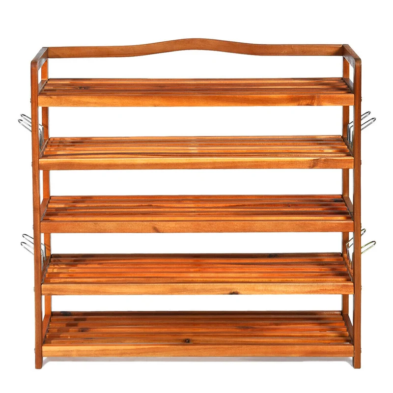 5-Tier Wood Shoe Rack, Large, Natural