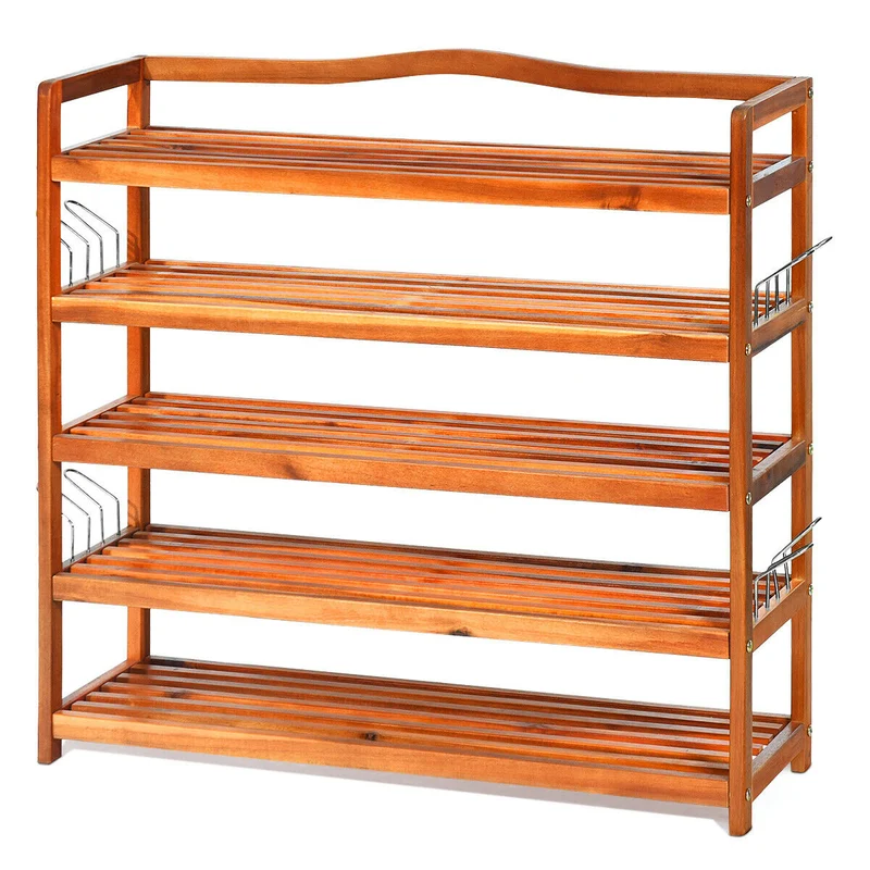 5-Tier Wood Shoe Rack, Large, Natural