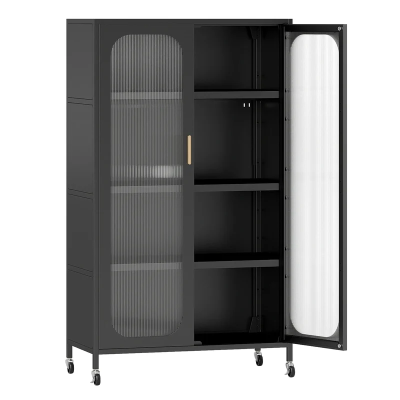 2-Door Metal Storage Cabinet 5-Tier with Adjustable Shelves, Black