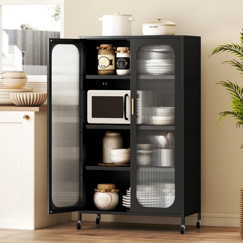 2-Door Metal Storage Cabinet 5-Tier with Adjustable Shelves, Black
