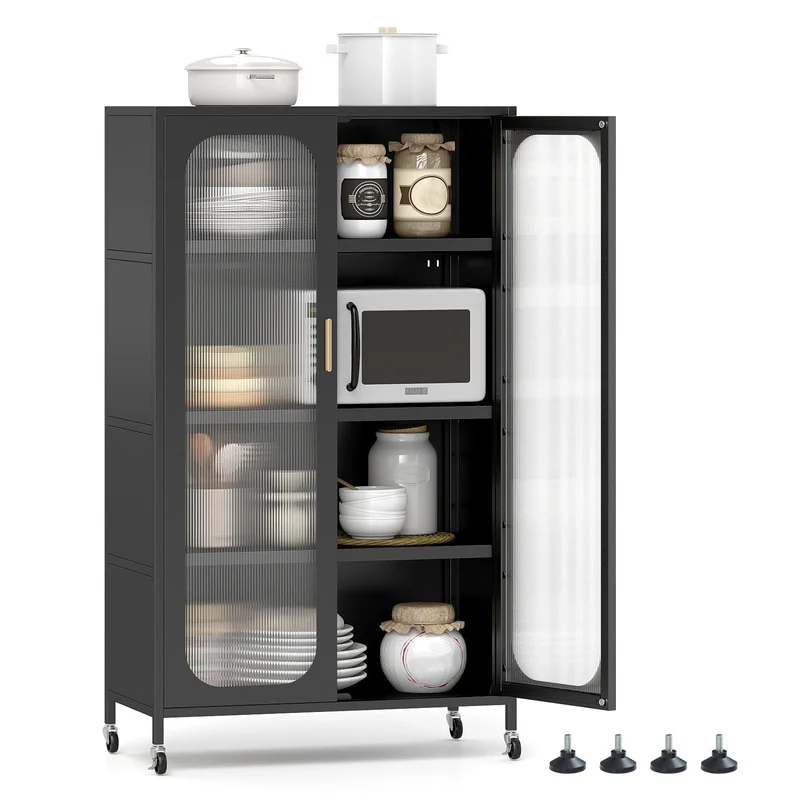 2-Door Metal Storage Cabinet 5-Tier with Adjustable Shelves, Black