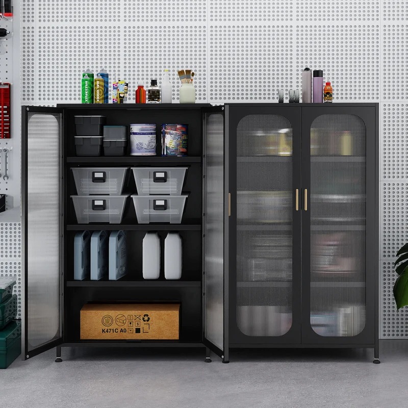 2-Door Metal Storage Cabinet 5-Tier with Adjustable Shelves, Black