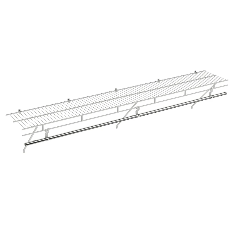 Closet Shelves Wall Mounted with Hanging Rod for Laundry Room