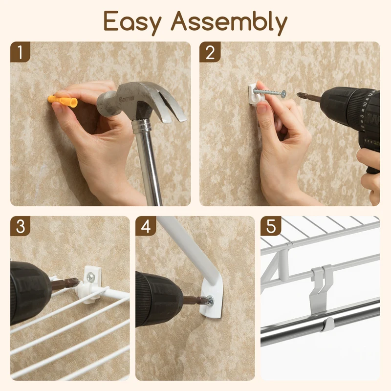 Closet Shelves Wall Mounted with Ventilated Metal Wire Shelving Kit