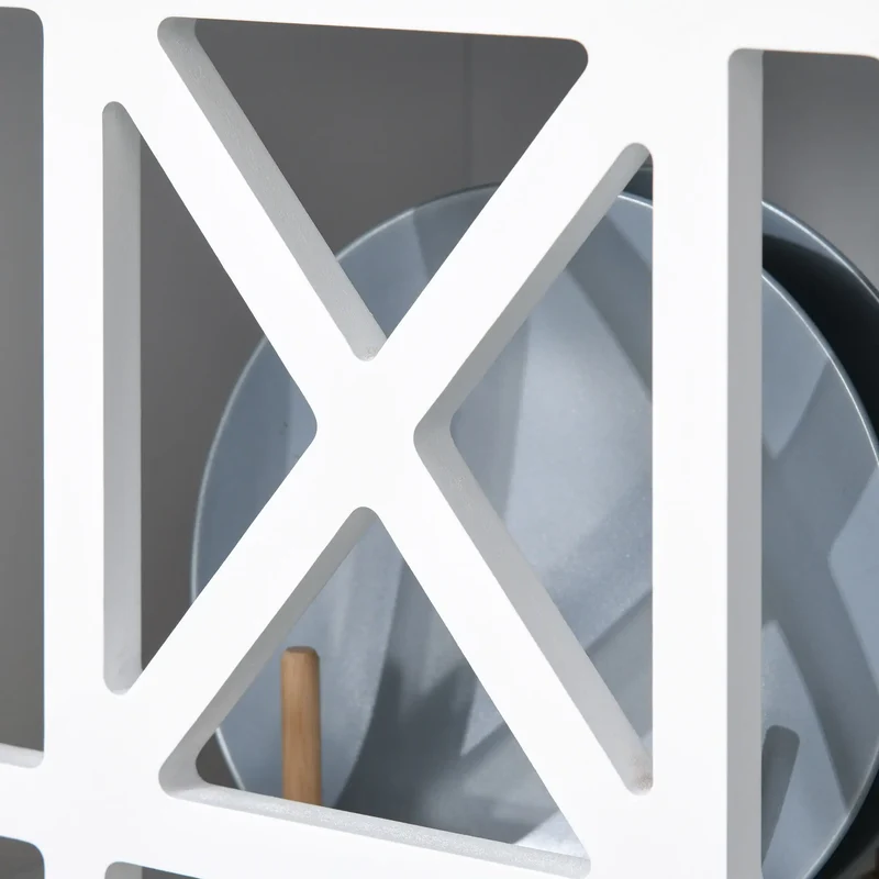 Modern Storage Cabinet with Fretwork Doors, Shelf, White