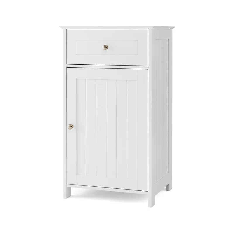 Single Door Bathroom Cabinet with Adjustable Shelf and Drawer, White