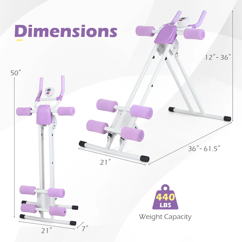 Ab Workout Equipment Foldable Abdominal Trainer Adjustable Ab Machine, White
