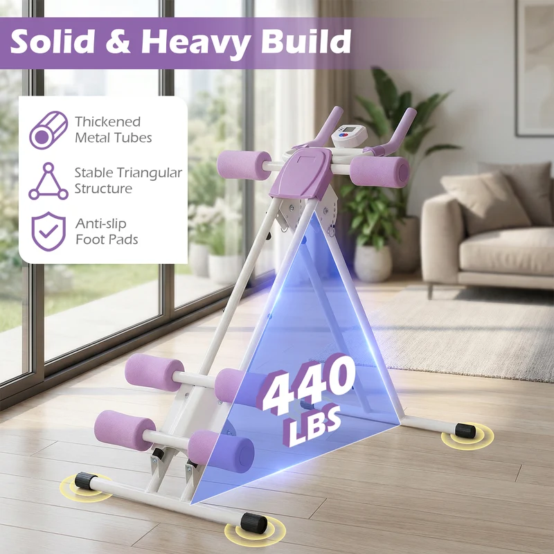 Ab Workout Equipment Foldable Abdominal Trainer Adjustable Ab Machine, White