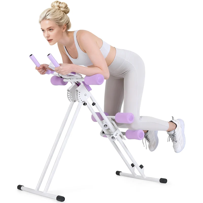 Ab Workout Equipment Foldable Abdominal Trainer Adjustable Ab Machine, White