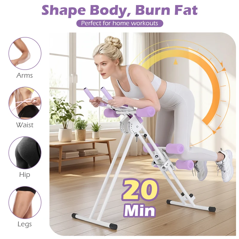 Ab Workout Equipment Foldable Abdominal Trainer Adjustable Ab Machine, White