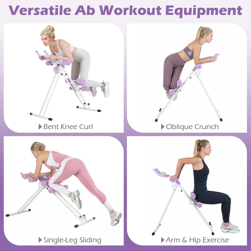 Ab Workout Equipment Foldable Abdominal Trainer Adjustable Ab Machine, White