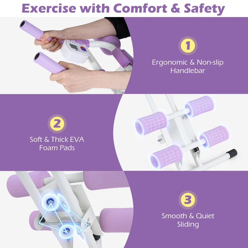 Ab Workout Equipment Foldable Abdominal Trainer Adjustable Ab Machine, White