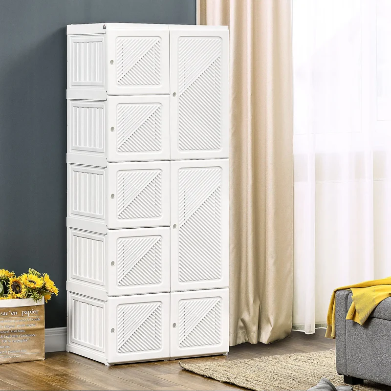 Portable Wardrobe Closet, Folding Clothes Storage Organizer, White
