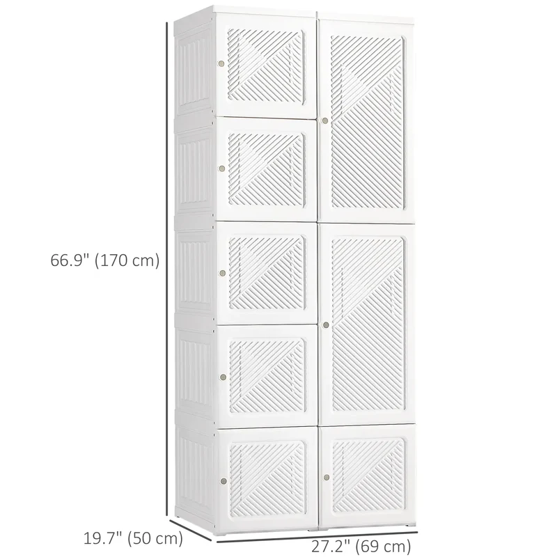 Portable Wardrobe Closet, Folding Clothes Storage Organizer, White