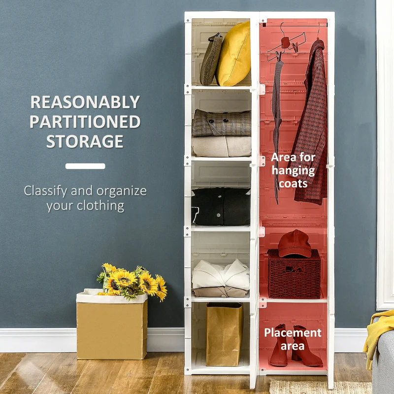 Portable Wardrobe Closet, Folding Clothes Storage Organizer, White