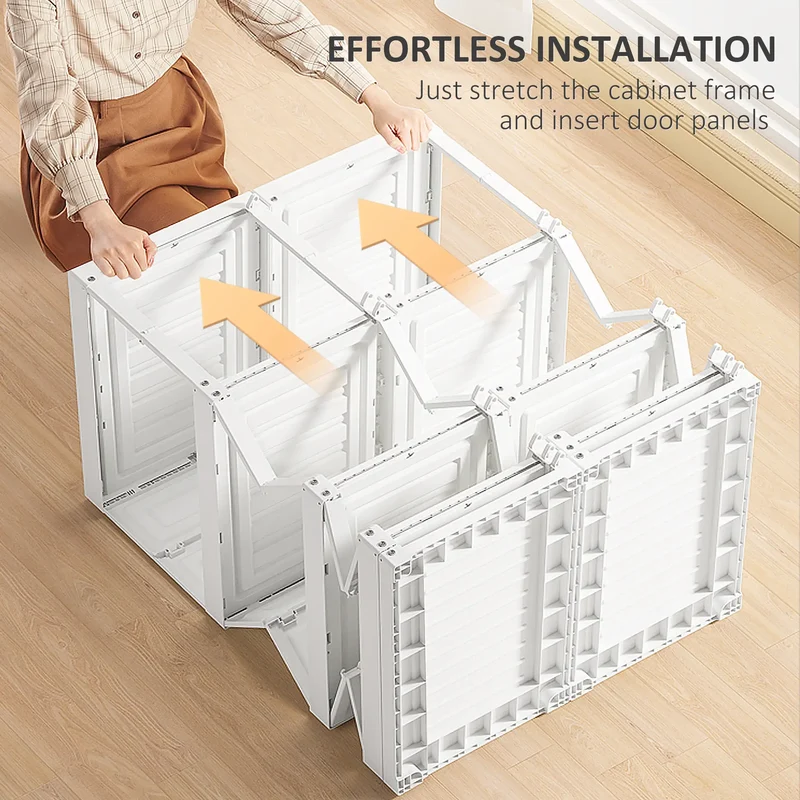 Portable Wardrobe Closet, Folding Clothes Storage Organizer, White