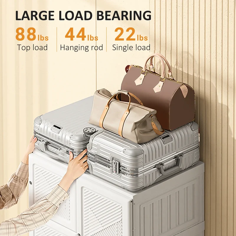 Portable Wardrobe Closet, Folding Clothes Storage Organizer, White