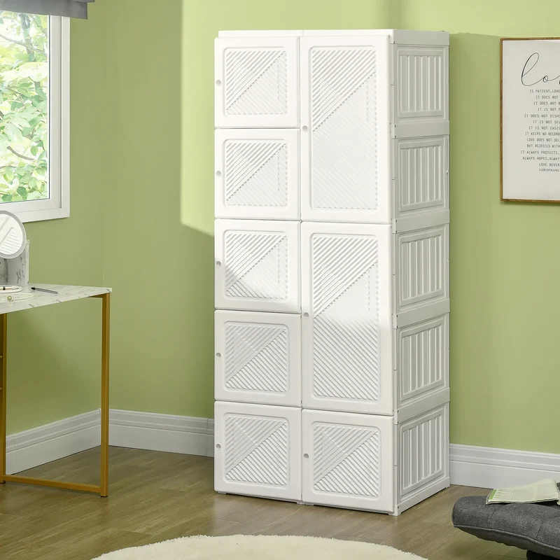 Portable Wardrobe Closet, Folding Clothes Storage Organizer, White