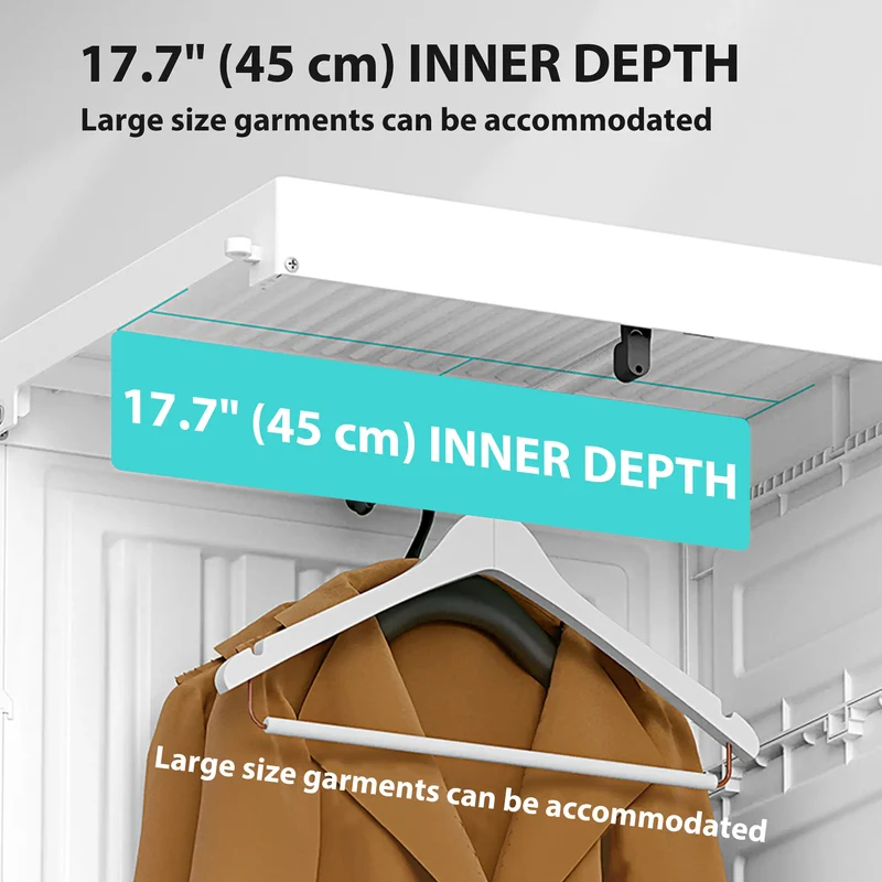 Portable Wardrobe, Foldable Plastic Closet, 6 Compartments, White