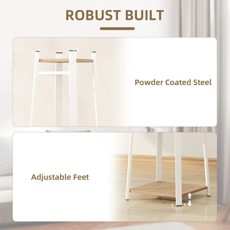 Clothes Rack with Storage, 8 Hooks, 3-Tier Shelf, Oak
