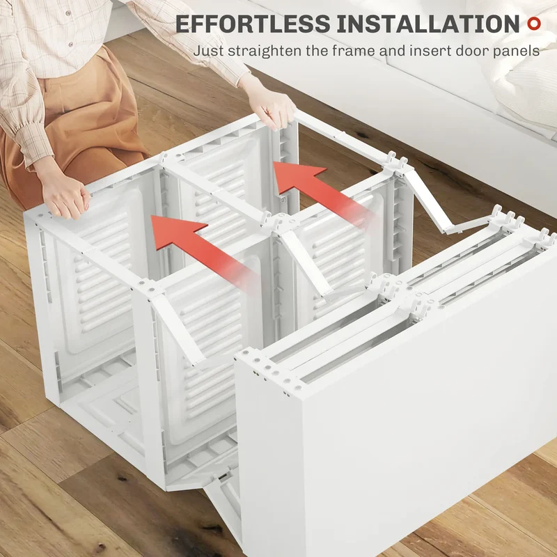 Portable Wardrobe, Foldable Clothes Organizer, 5 Compartments, Hanging Rod, White