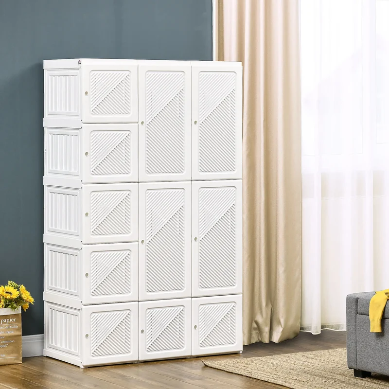 Portable Wardrobe Closet, 8 Cube Compartments, White