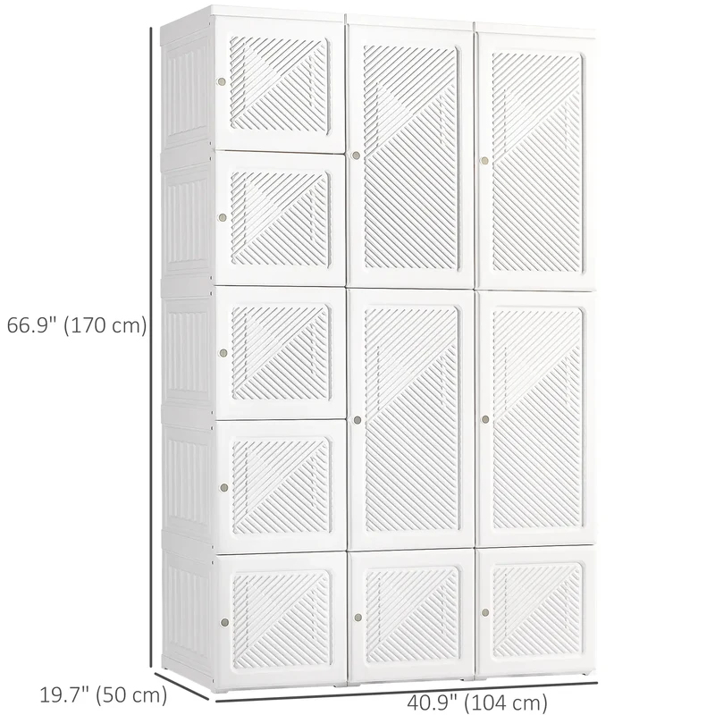Portable Wardrobe Closet, 8 Cube Compartments, White