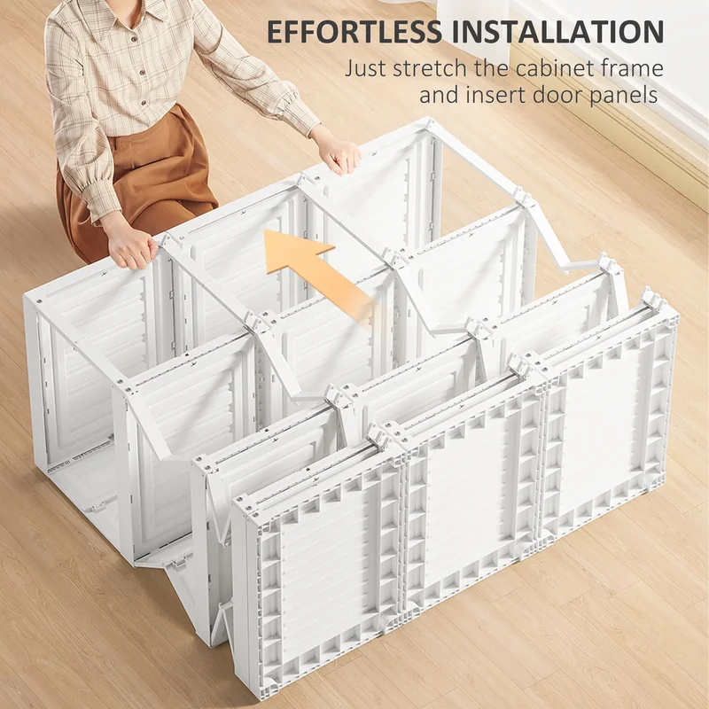 Portable Wardrobe Closet, 8 Cube Compartments, White