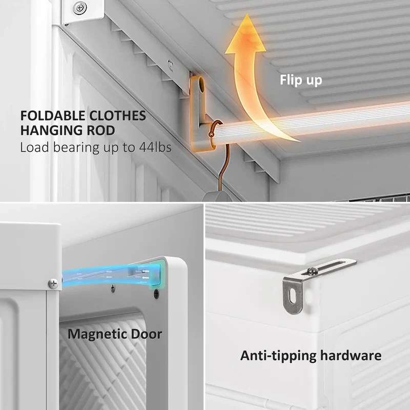 Portable Wardrobe Closet, 8 Cube Compartments, White