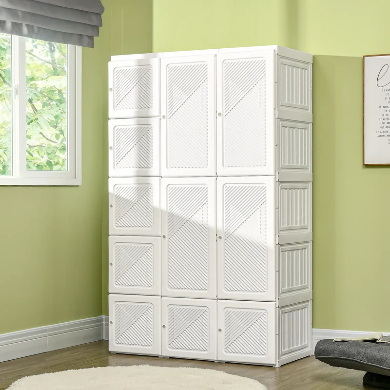 Portable Wardrobe Closet, 8 Cube Compartments, White