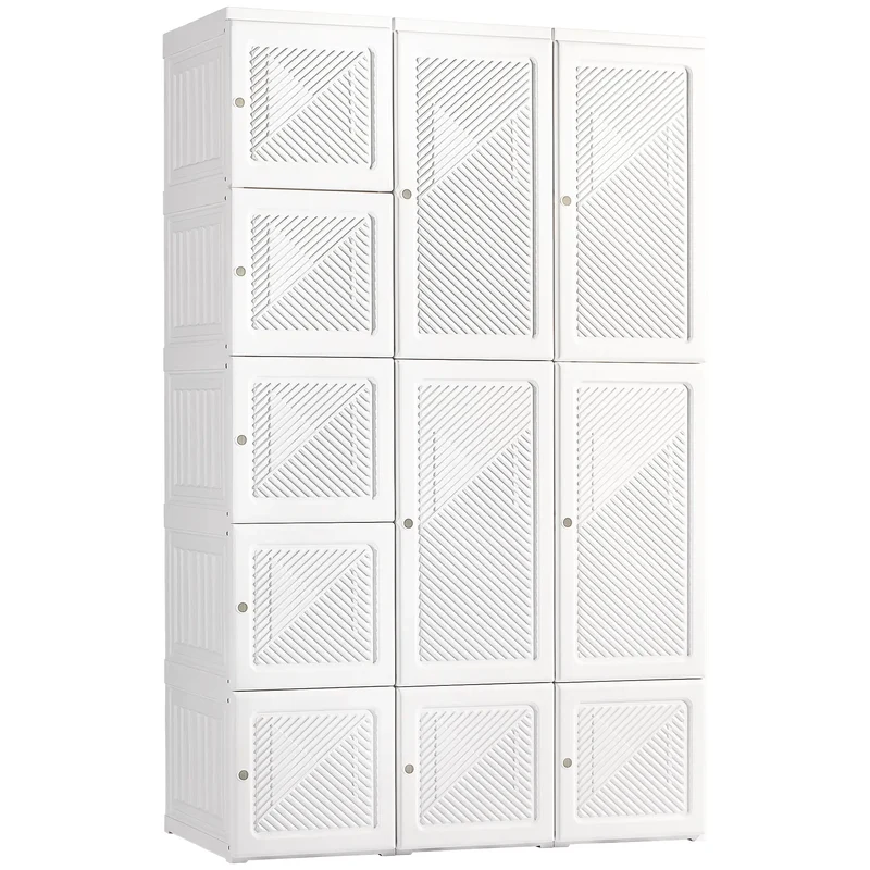 Portable Wardrobe Closet, 8 Cube Compartments, White