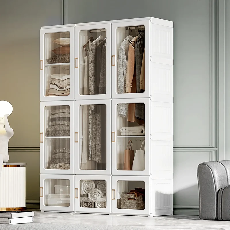 Portable Wardrobe Closet, Foldable Clothes Organizer, White