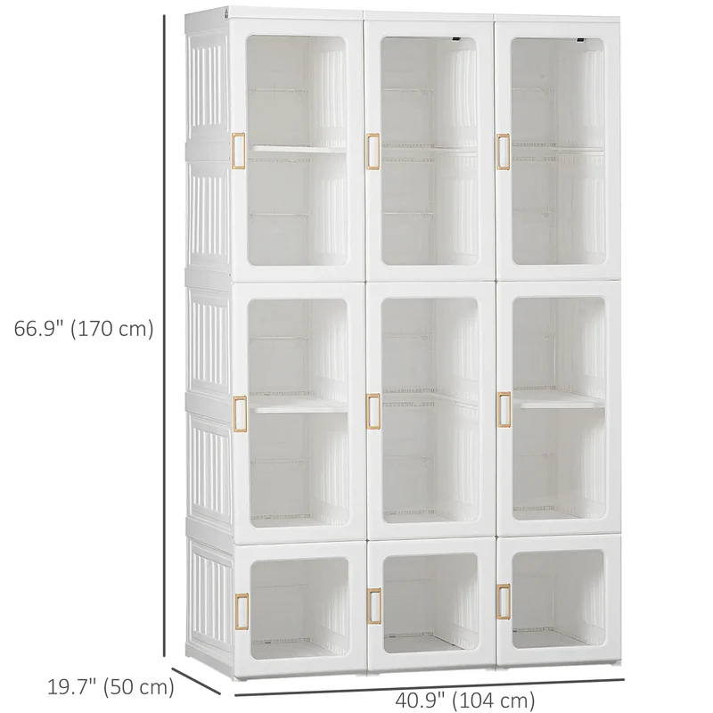 Portable Wardrobe Closet, Foldable Clothes Organizer, White