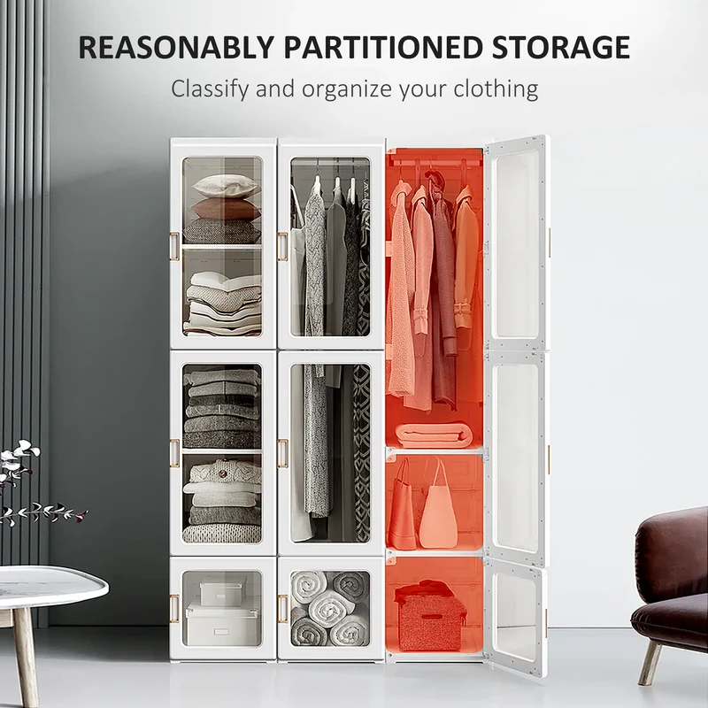 Portable Wardrobe Closet, Foldable Clothes Organizer, White