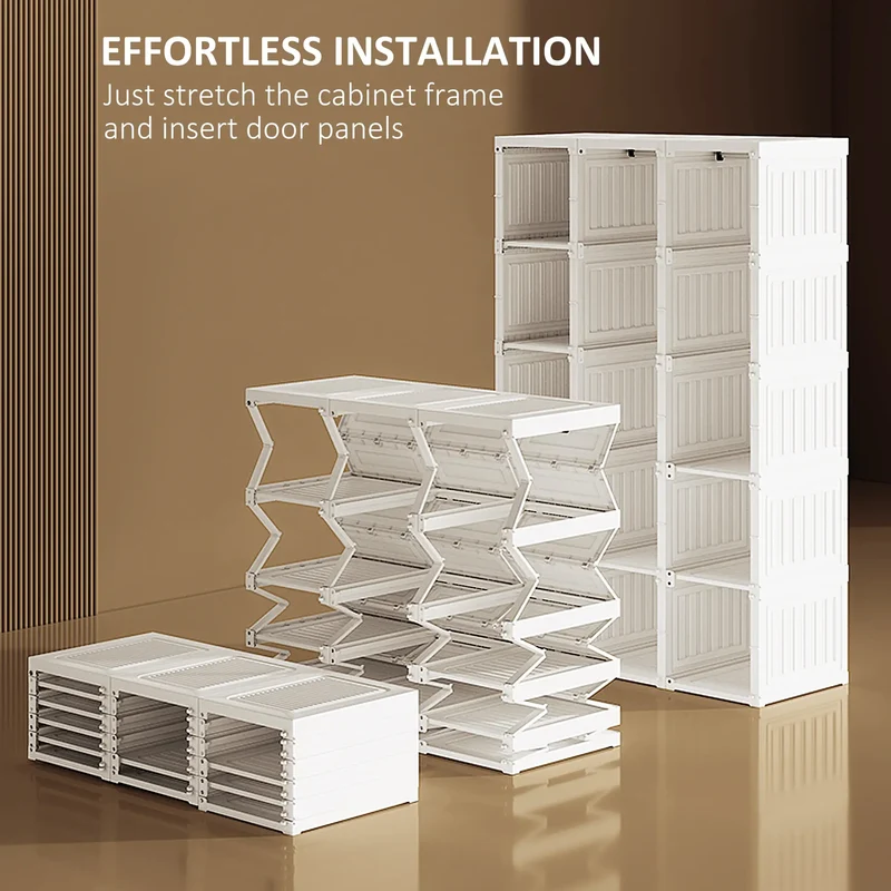 Portable Wardrobe Closet, Foldable Clothes Organizer, White