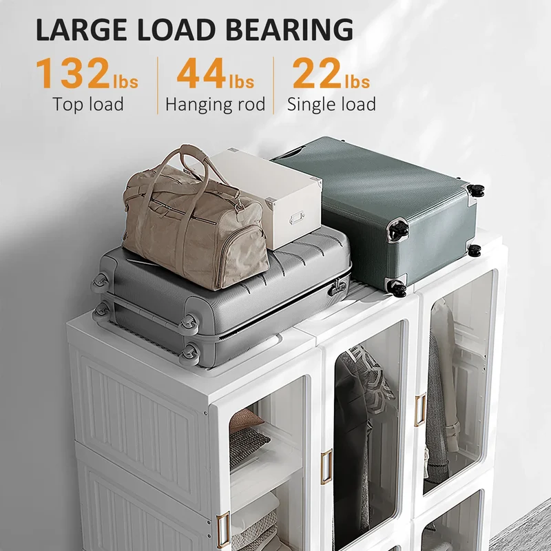 Portable Wardrobe Closet, Foldable Clothes Organizer, White