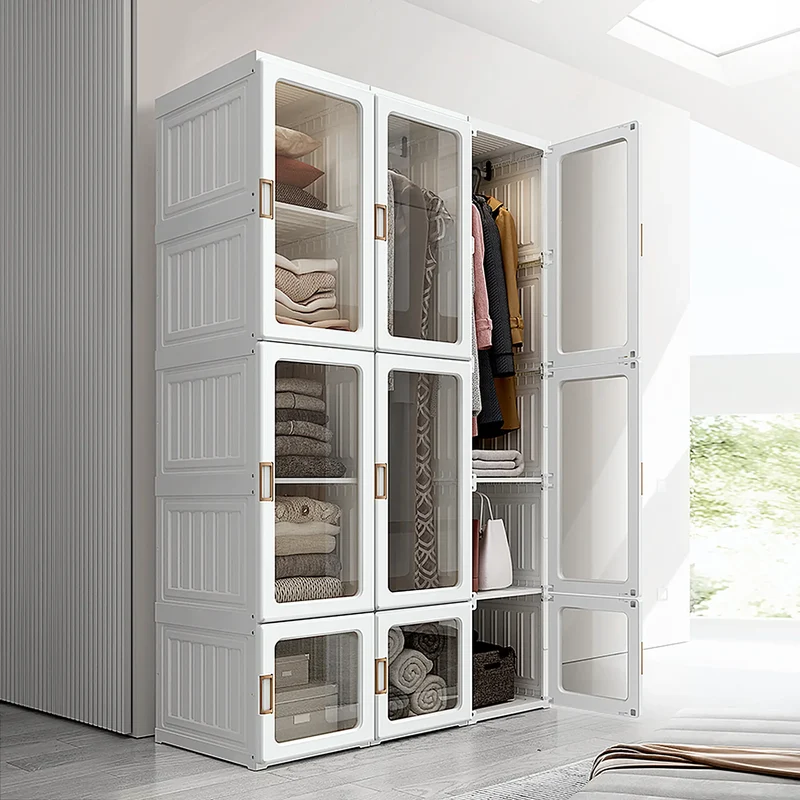 Portable Wardrobe Closet, Foldable Clothes Organizer, White