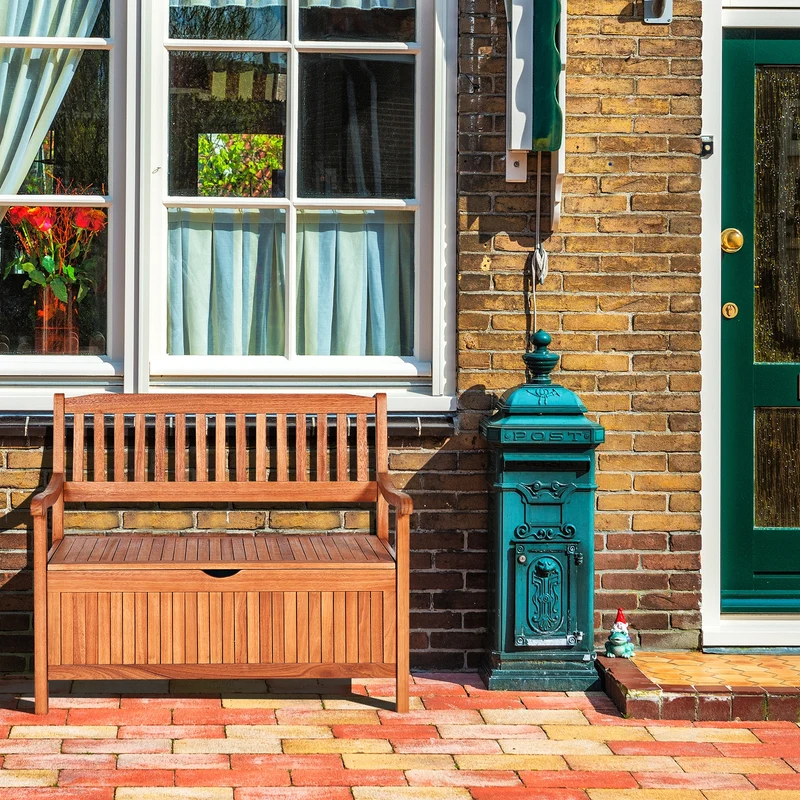33 Gallon Wooden Storage Bench With Liner, Natural