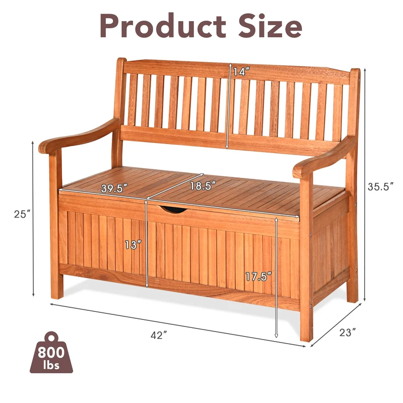 33 Gallon Wooden Storage Bench With Liner, Natural