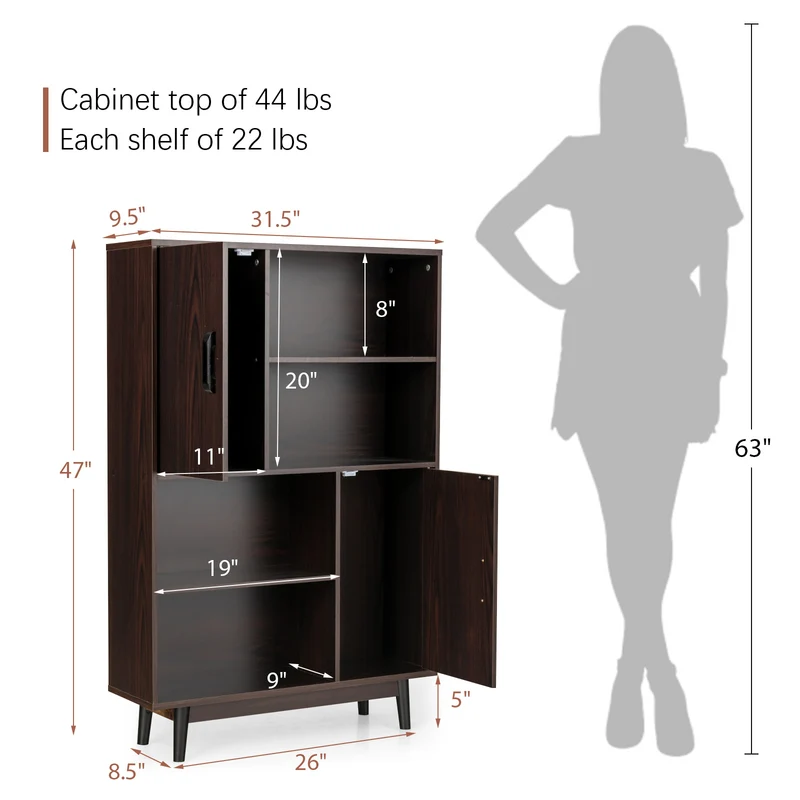 Sideboard Storage Cabinet, Dark Brown