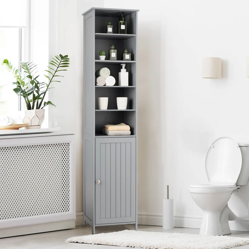 72 Inches Tall Floor Bathroom Storage Cabinet, Gray