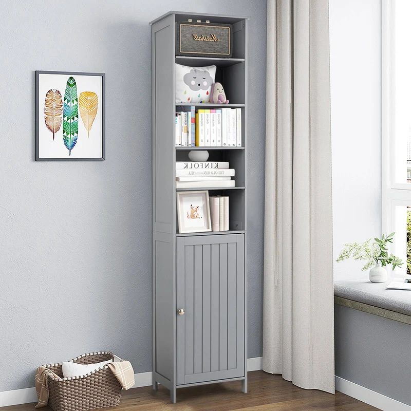 72 Inches Tall Floor Bathroom Storage Cabinet, Gray